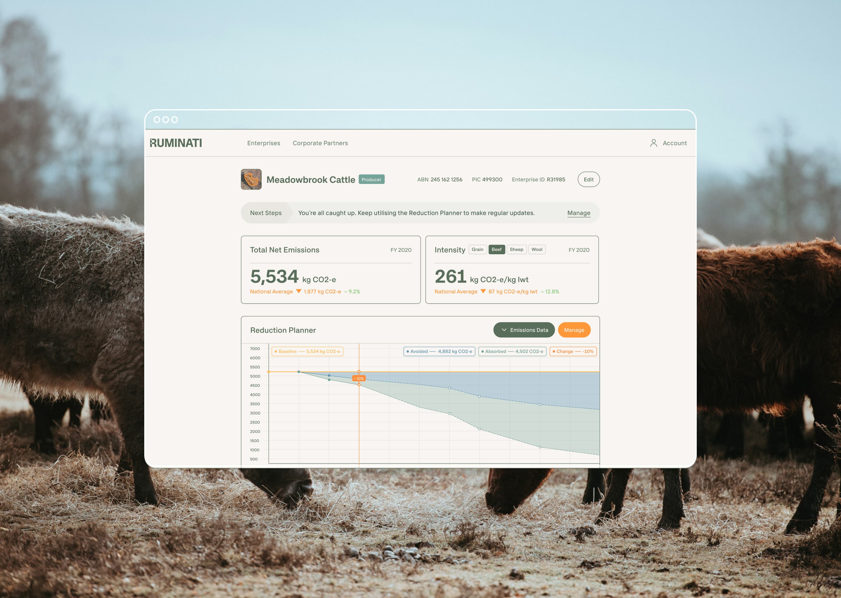 Australia’s simplest and most intuitive tool developed by Nakatomi to measure, reduce, and report environmental impact across the supply chain — allowing businesses servicing it to support climate-friendly producers.